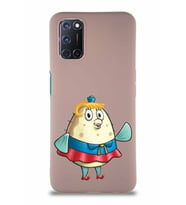 Oppo A52 Soft Premier Kapak Bayan Puff Tasarımlı Silikon Kılıf - Pudra (Şeffaf)