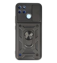 Newface Realme C25Y Kılıf Pars Lens Yüzüklü Silikon - Siyah