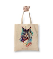 Trius Animals Gato Renkli Kedi Cat Beyaz Bez Çanta Uzun Saplı Alışveriş Çantası Plaj Çantası