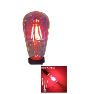 4 W KIRMIZI IŞIK 4 FLAMANLI RUSTİK E27 DUY LED AMPÜL RENKLİ  1 ADET