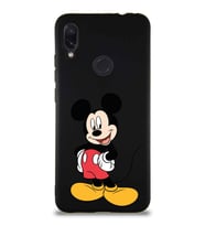 Xiaomi Redmi Note 7 Pro Soft Premier Kapak Mickey Mouse-E Tasarımlı Silikon Kılıf - Siyah (Şeffaf)