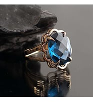 14 Ayar Altın Mavi Topaz Taşlı Yüzük