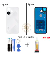 Infinix Hot 30İ Beyaz Uyumlu Arka Kapak + Yapıştırıcı ve Vida Seti Arka Cam Batarya Pil Kapağı