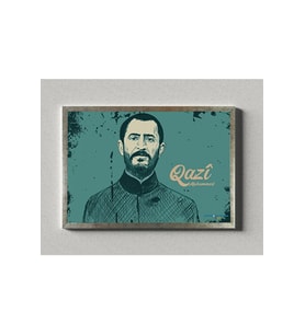 Postera Qazi Muhammed - Qazi Muhammet Çerçeveli Posteri (32X47 cm ÇERÇEVELİ) (Siyah-Gri)