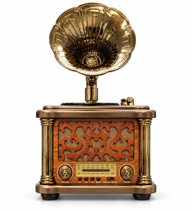 Ultratekno FX-2503B Büyük Boy Retro Gramofon Tasarımlı Bluetooth Hoparlör ve 3 Bant Radyo