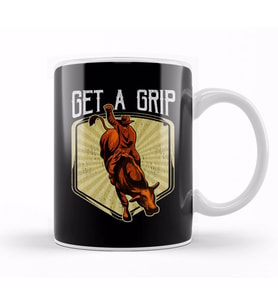 Funny Get a Grip Competitive Bull Riding Pun Kupa Bardak Porselen