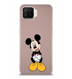 Oppo A73 Soft Premier Kapak Mickey Mouse-A Tasarımlı Silikon Kılıf - Pudra (Şeffaf)