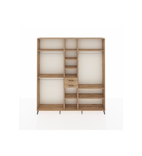 Arges Gardrop 10 Raflı 2 Çekmeceli 3 Askılı 220x30x243 Çam-Çam