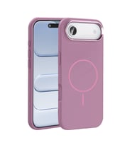 Apple iPhone 17 Air Uyumlu Kılıf M-Safe Şarj Özellikli Metal Kamera Çerçeveli Zore Edi Silikon Kapak (Mor)