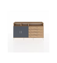 Arges Konsol 5 Raflı 4 Çekmeceli 2 Kapaklı 176x30x99 Çam-Antrasit/Çam