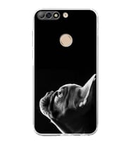 PrintiFy Huawei Y7 2018 ile Uyumlu Köpek 1 Kamera Korumalı Şeffaf Kılıf