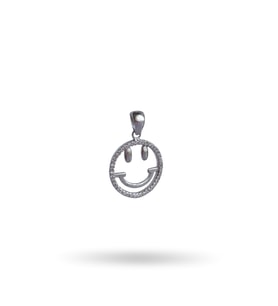 925 Ayar Gümüş Zirkon Taşlı Gülen Yüz Emoji Trend Kadın Kolye Ucu Yılbaşı Yeni Yıl Hediye