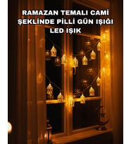 Ev Dekoru İçin Ramazan LED Işık Pilli Sıcak Sarı Cami Figürlü