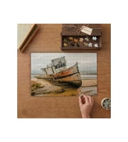 Kıyıdaki Batık Paslı Gemi Tasarımı 240 parça Ahşap Puzzle Ahşap Kutuda MP04770