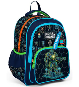 Coral High Lacivert Robot Desenli Üç Bölmeli Okul Sırt Çantası 33246