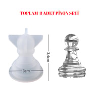 SİLİKON KALIP SATRANÇ TAŞI 8 ADET PİYON SETİ TAŞ TOZU İTHAL EPOKSİ REÇİNE SİLİKON KALIP HB150-0192 (Beyaz)