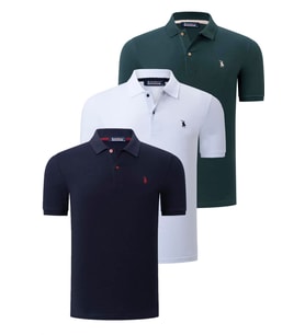 ÜÇLÜ SET T8561 DEWBERRY ERKEK T-SHIRT-LACİVERT-BEYAZ-HAKİ (Karışık)