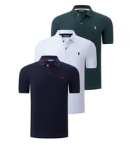 ÜÇLÜ SET T8561 DEWBERRY ERKEK T-SHIRT-LACİVERT-BEYAZ-HAKİ (Karışık)