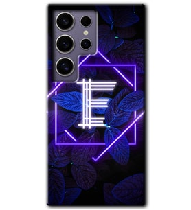 Galaxy S24 Ultra Kılıf HD Desen Baskılı Kılıf - Dark Neon Yaprak E Harfi