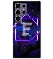 Galaxy S24 Ultra Kılıf HD Desen Baskılı Kılıf - Dark Neon Yaprak E Harfi