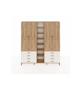Arges Dolap 10 Raflı 8 Çekmeceli 2 Askılı 220x30x243 Çam-Çam/Aytaşı