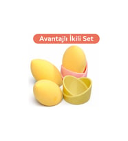 İkili Makyaj Süngeri ve Beauty Blender Tutucu Seti, Organizerli Çiftli Tasarım