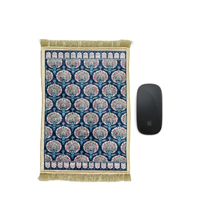 Bursa İpek Lacivert Dekoratif Küçük Halı Mousepad