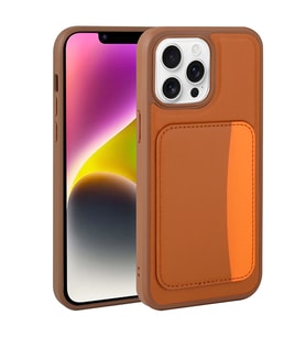 Apple iPhone 16 Pro Max Uyumlu Kılıf Kartlıklı Zore X-Kart Silikon Kapak (Kahverengi)