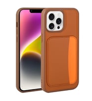 Apple iPhone 16 Pro Max Uyumlu Kılıf Kartlıklı Zore X-Kart Silikon Kapak (Kahverengi)
