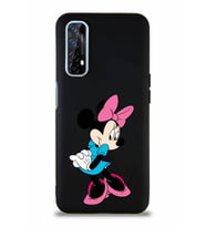 Realme 7 Soft Premier Kapak Minnie Mouse-F Tasarımlı Silikon Kılıf - Siyah (Şeffaf)