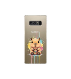 Samsung Galaxy Note 8 ile Uyumlu Splash Kapibara Tasarımlı Şeffaf Silikon Kılıf
