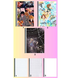 shigatsu wa kimi no uso 3 adet defter A4 büyük boy 72 sayfa çizgili_kareli_çizgisiz defter seti