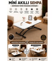 Akıllı Sehpa Mini Üst Tabla Mdf Beyaz Oval Alt Ayak Siyah