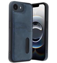 iPhone 16E Kılıf Sara Kartvizitli Deri Kılıf - Lacivert