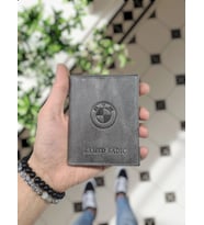 BMW Araç Uyumlu VİSSO 1904 Hakiki Deri Araç Ruhsat Kılıfı İsme Özel Çanta Erkek Kadın Modeli GRİ (Kırmızı)