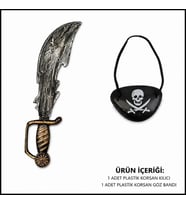 Korsan Kılıç ve Göz Bandı Seti Eskitme (Çocuk & Yetişkin Uyumlu)