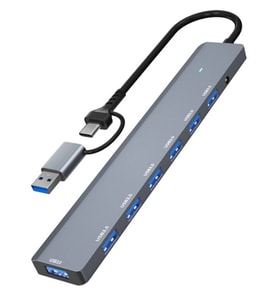 Plentiful 7 In 1 Usb 5 gbps Usb A + Type-C Usb 3.0 Çevirici Adaptör Çok Portlu Çoklayıcı Usb Hub (Gri)