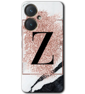 Vivo Y27 Kılıf HD Desen Baskılı Kılıf - Pembe Mermer Desenli Z Harfi
