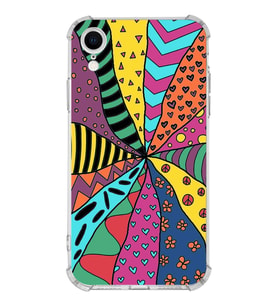 PrintiFy Apple iPhone XR Uyumlu Retro Color 4 Baskılı Şeffaf Köşe Korumalı Antişok Kılıf