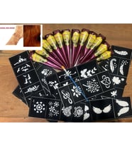Doğal Kına Rengi Jumbo boy 50 Gram 12 Koni Kına ve 12 Sayfa Şablon Hediyeli Set