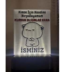 Kişiye Özel İsimli Hediyelik Kablolu Led Lamba - M13 - Kurban Olsunlar Bana (Beyaz)