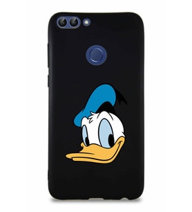 Huawei P Smart Soft Premier Kapak Donald Duck-B Tasarımlı Silikon Kılıf - Siyah (Şeffaf)