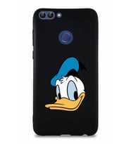 Huawei P Smart Soft Premier Kapak Donald Duck-B Tasarımlı Silikon Kılıf - Siyah (Şeffaf)