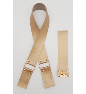 Angel Çanta Aksesuar 70x4 cm Suni Deri Çanta Saplı Kapaklı Gold Renk Çanta Seti Light Gold Metalli