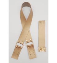 Angel Çanta Aksesuar 70x4 cm Suni Deri Çanta Saplı Kapaklı Gold Renk Çanta Seti Light Gold Metalli