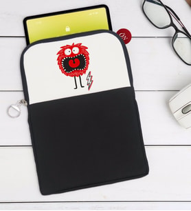 BK Gift Sevimli Canavar Tasarımlı Taşınabilir Koruyucu Tablet Kılıfı & Organizer Çanta - Siyah-1