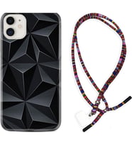 Apple iPhone 11 12 13 Mini Kılıf Boyun Asklı Rasta Silikon Prizmalar 1782