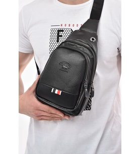 Deri Unisex Çapraz Askılı Çanta Göğüs Çanta Kulaklık Çıkışlı Omuz Çanta Tek Kol Bodybag