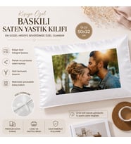Kişiye Özel Fotoğraflı Saten Yastık Kılıfı Kare Beyaz 30x30 / 40x40