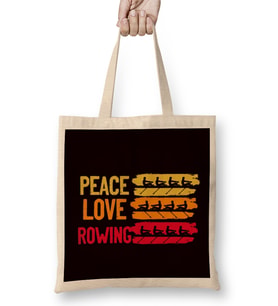 Peace Love Rowing Rowboat Water Sports Sculling Paddling Bez Çanta Uzun Saplı